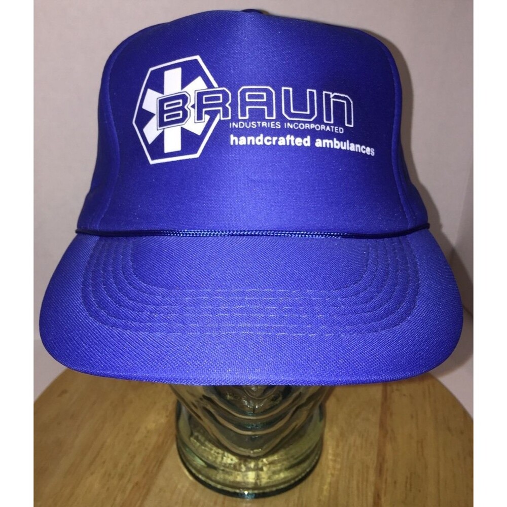 VTG 80s BRAUN INDUSTRIES Incorporated Handcrafted AMBULANCES Hat Cap Snapback